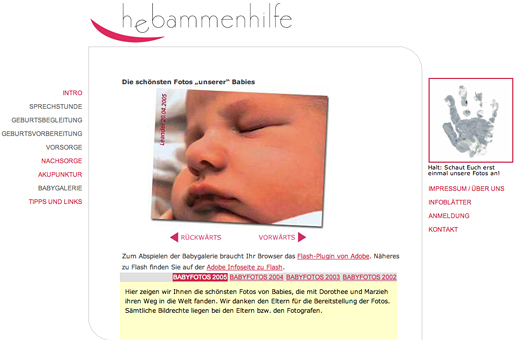 Website Hebammenpraxis Galerie